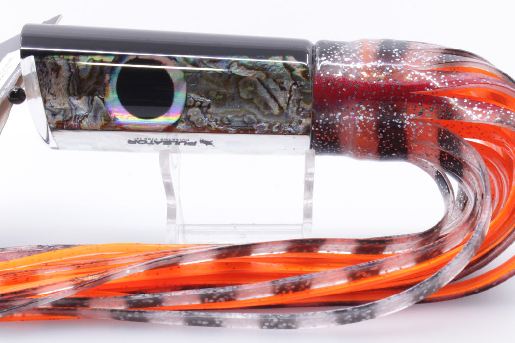 Pulsator Lures Abalone Black Back Tube 14" 9oz Skirted Black Stripes/Orange