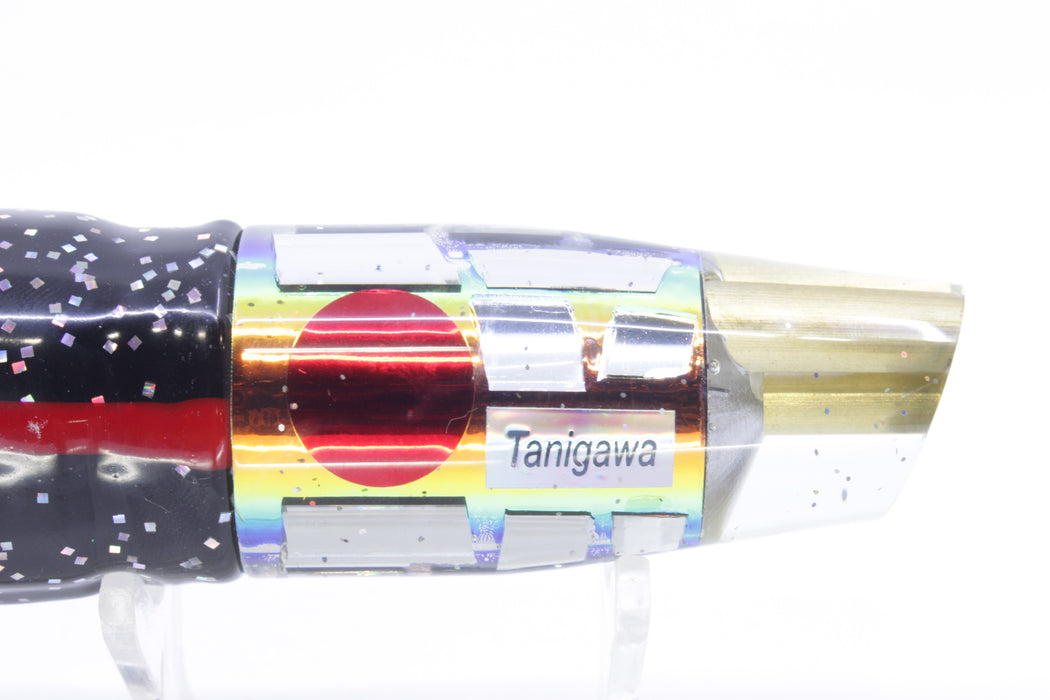 Tanigawa Lures Sunset Rainbow Cracked Glass 2-Hole Slant 9"+ 11oz Skirted Black/Rainbow