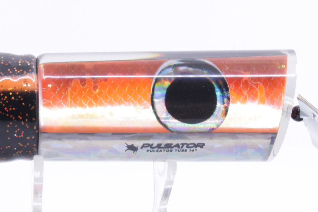 Pulsator Lures Orange Rainbow Scale Taxi Eyes Tube 14" 9oz Skirted Black/Orange