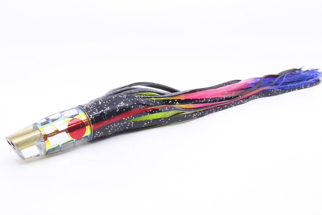 Tanigawa Lures Sunset Rainbow Cracked Glass 2-Hole Slant 9"+ 11oz Skirted Black/Rainbow