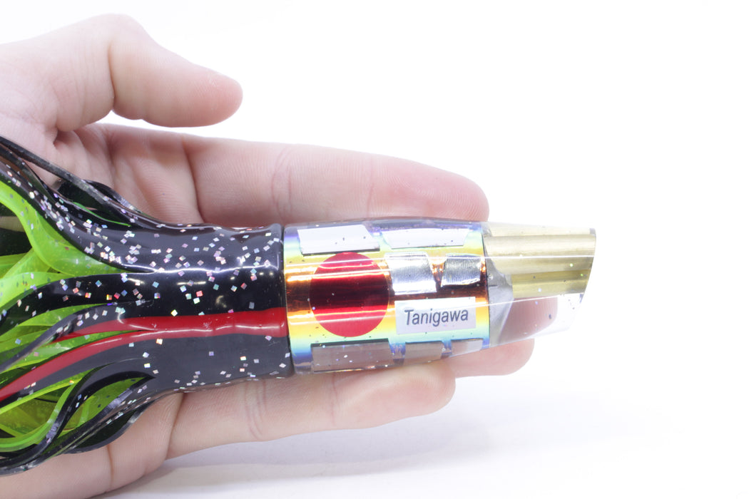 Tanigawa Lures Sunset Rainbow Cracked Glass 2-Hole Slant 9"+ 11oz Skirted Black/Rainbow