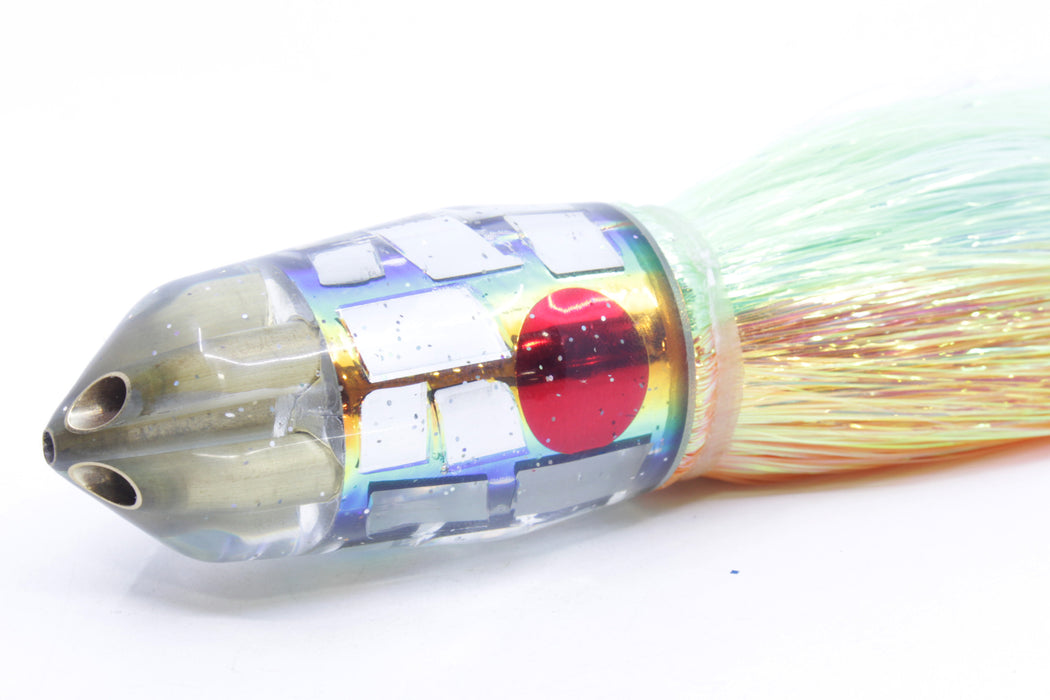 Tanigawa Lures Sunset Rainbow Cracked Glass American Express 4-H Bullet 9"+ 9oz Flashabou