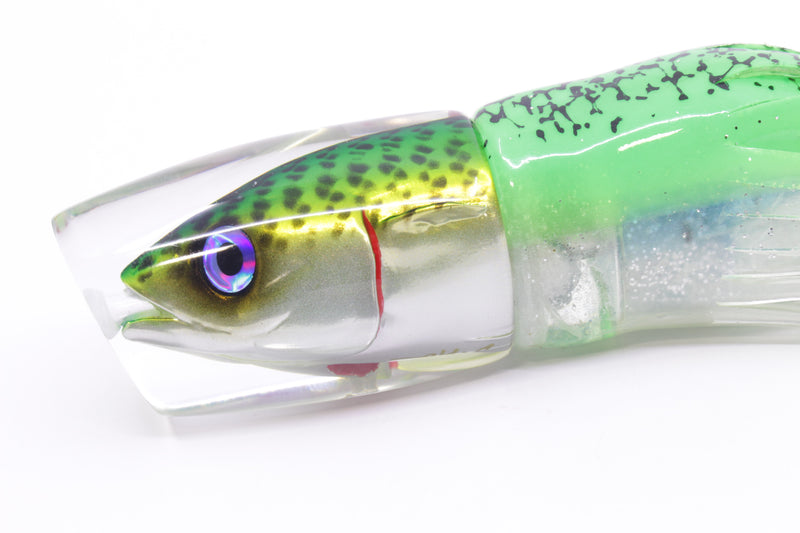JB Signature Lures Lime Slimey Mackerel Medium Shorty 9" 5oz Skirted Green-Clear