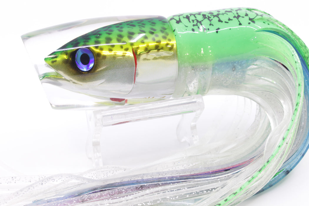 JB Signature Lures Lime Slimey Mackerel Medium Shorty 9" 5oz Skirted Green-Clear