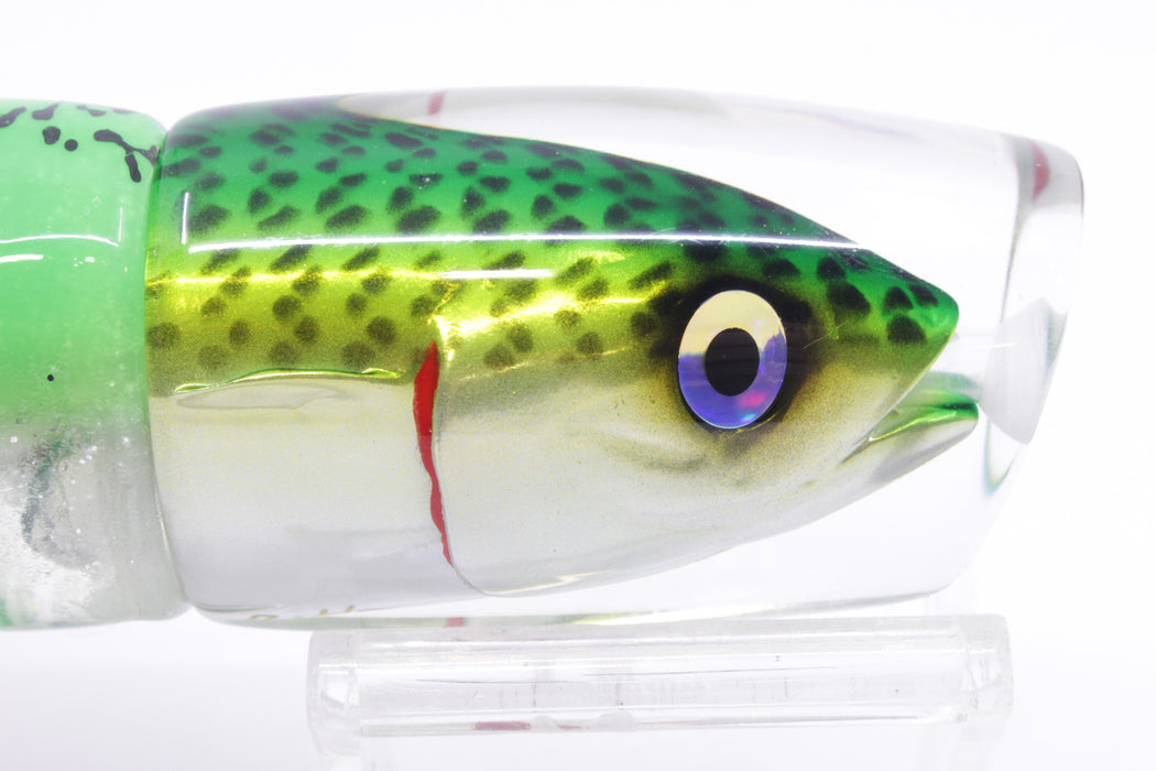 JB Signature Lures Lime Slimey Mackerel Medium Shorty 9" 5oz Skirted Green-Clear