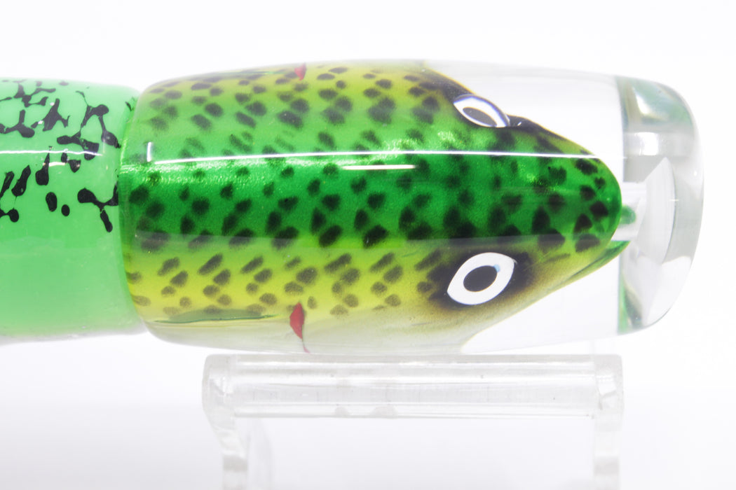 JB Signature Lures Lime Slimey Mackerel Medium Shorty 9" 5oz Skirted Green-Clear