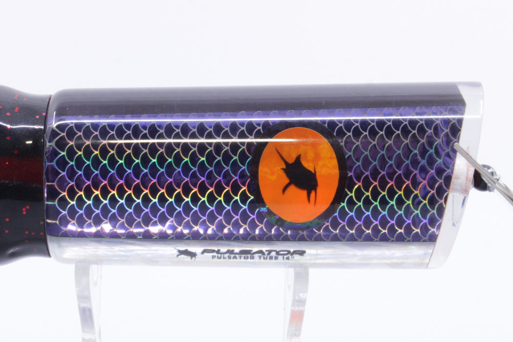 Pulsator Lures Purple Rainbow Scale Pulsator Eyes Tube 14" 9oz Skirted Black/Orange