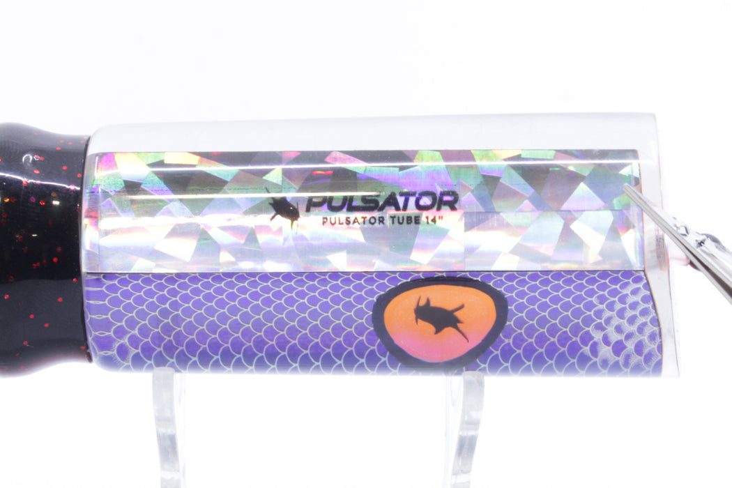 Pulsator Lures Purple Rainbow Scale Pulsator Eyes Tube 14" 9oz Skirted Black/Orange