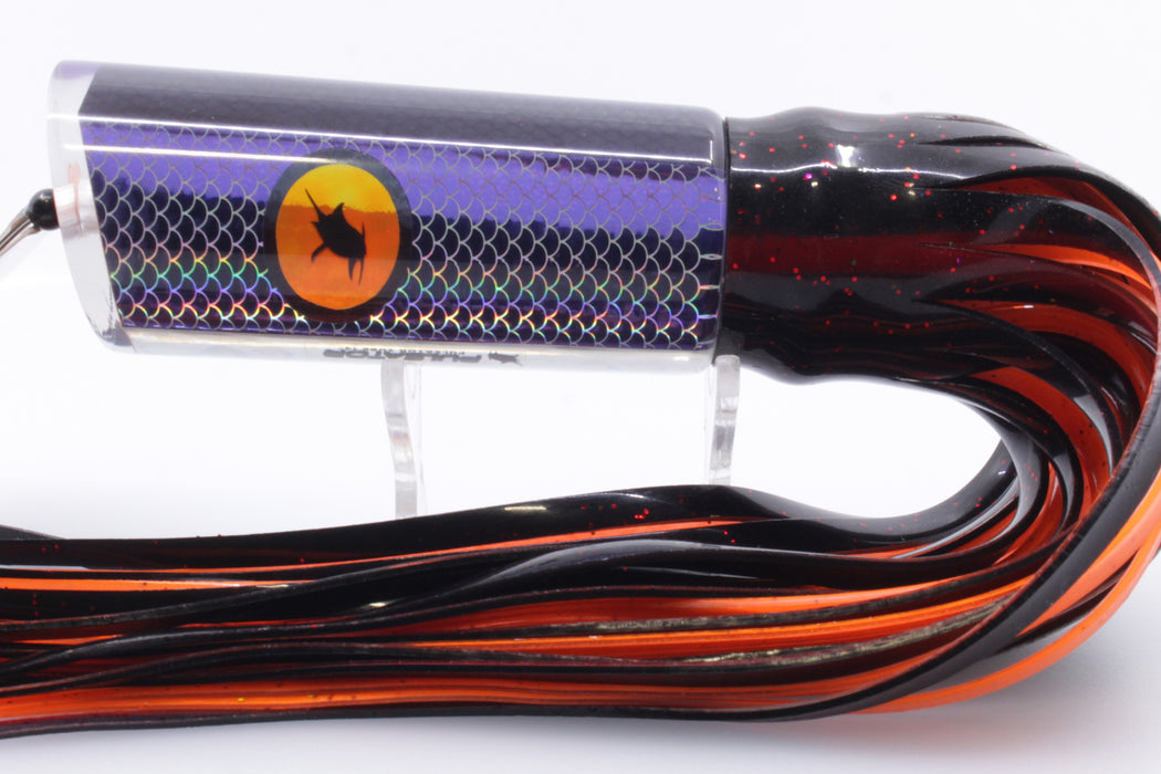 Pulsator Lures Purple Rainbow Scale Pulsator Eyes Tube 14" 9oz Skirted Black/Orange