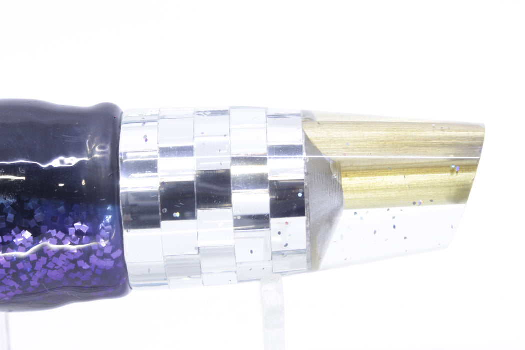 Tanigawa Lures Mirrored Disco Ball 2-Hole Slant 7" 9.6oz Skirted Black-Ice Blue