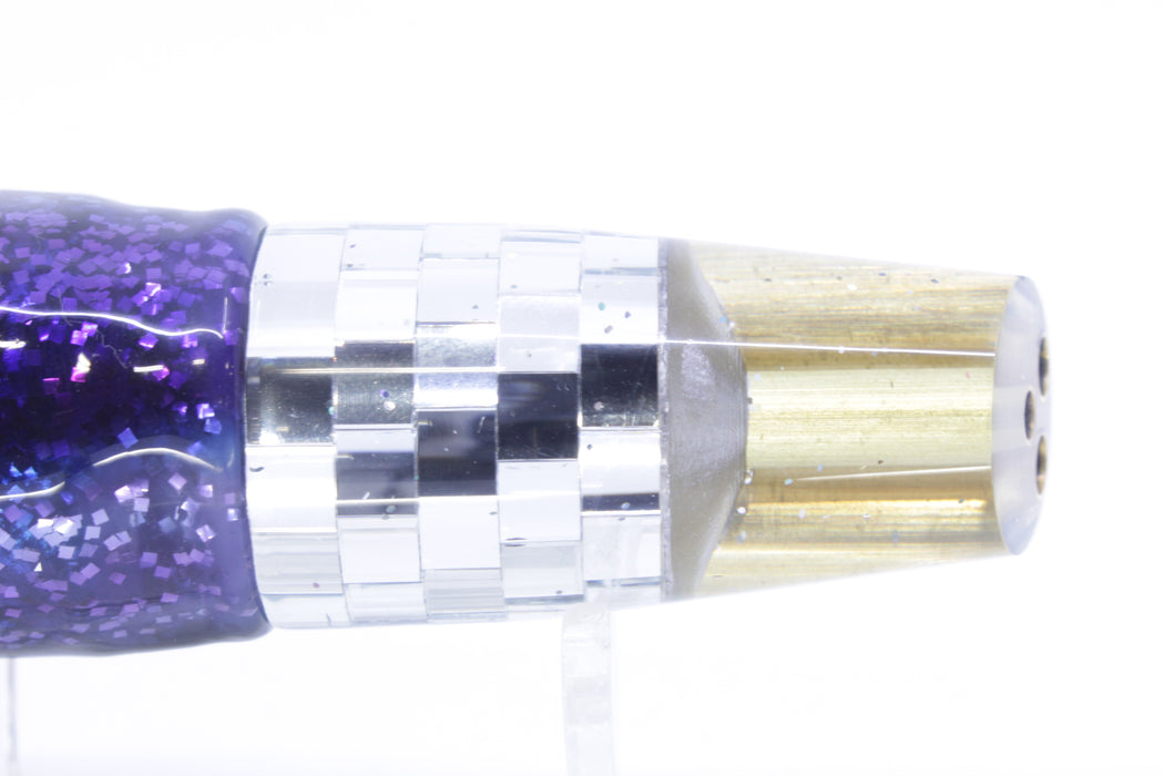 Tanigawa Lures Mirrored Disco Ball 2-Hole Slant 7" 9.6oz Skirted Black-Ice Blue