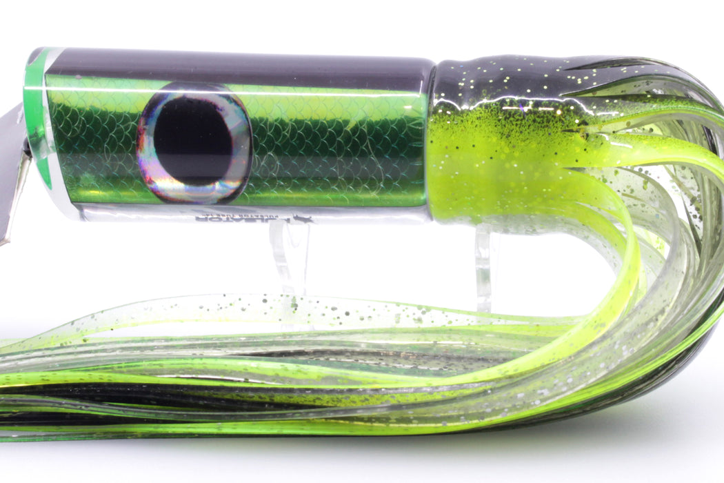 Pulsator Lures Green Rainbow Scale Taxi Eyes Tube 14" 9oz Skirted Black-Chartreuse