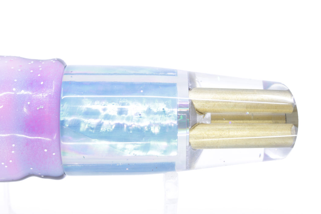 Tanigawa Lures Ice Blue MOP 2-Hole Slant 7" 9.6oz Skirted Gay Bob