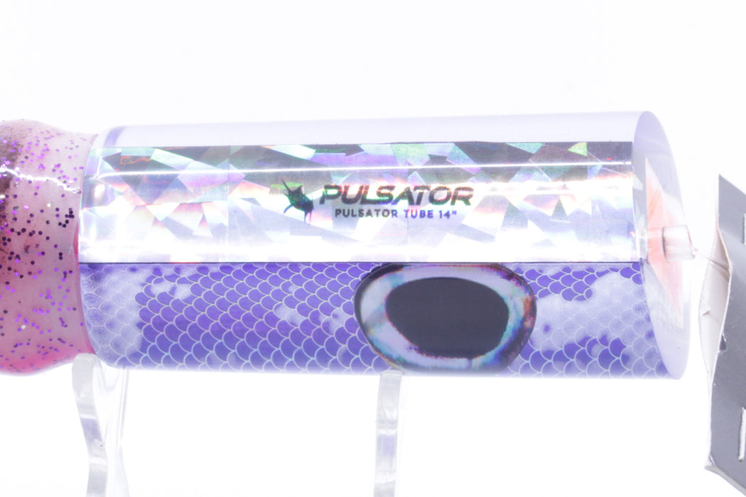 Pulsator Lures Purple Rainbow Scale Taxi Eyes Tube 14" 9oz Skirted Purple/Pink