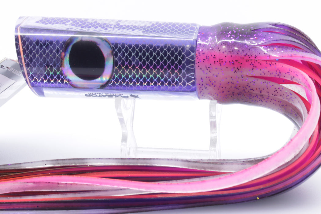 Pulsator Lures Purple Rainbow Scale Taxi Eyes Tube 14" 9oz Skirted Purple/Pink