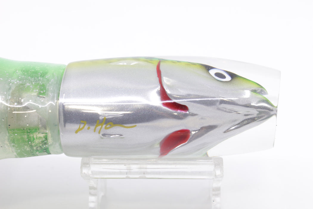 JB Signature Lures Lime Slimey Mackerel Medium Plunger 9" 5oz Skirted Green-Clear
