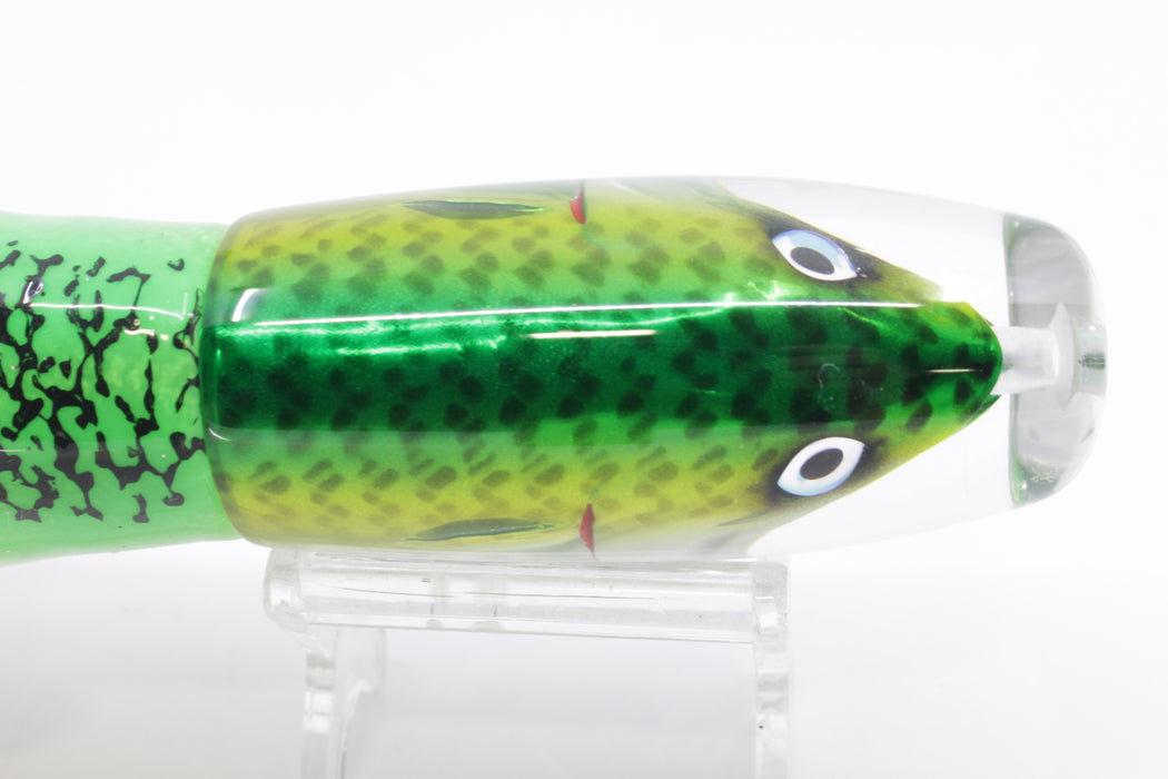 JB Signature Lures Lime Slimey Mackerel Medium Plunger 9" 5oz Skirted Green-Clear