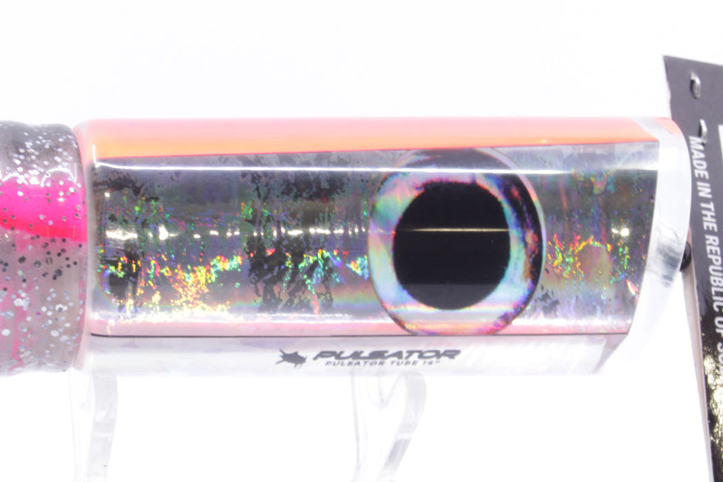 Pulsator Lures Silver Rainbow Taxi Eyes Tube 14" 9oz Skirted Clear-Black Bars-Pink