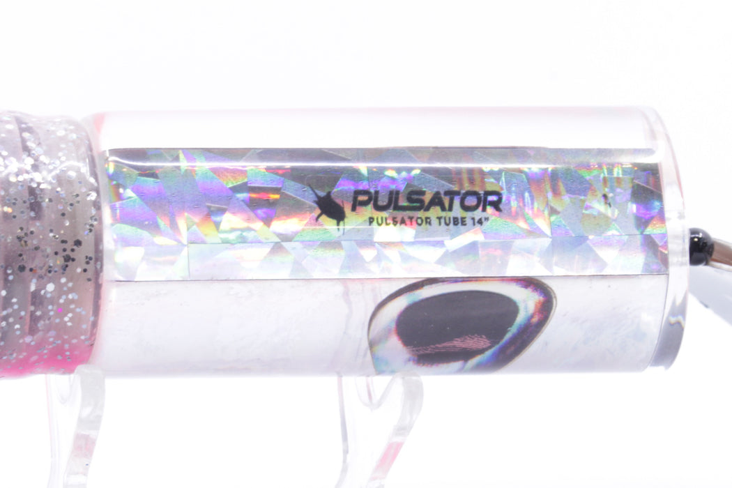 Pulsator Lures Silver Rainbow Taxi Eyes Tube 14" 9oz Skirted Clear-Black Bars-Pink