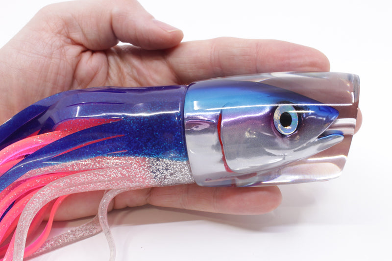 JB Signature Lures Pink-Silver Blue Back Large Shorty 12" 8oz Skirted Blue-Silver/Pink