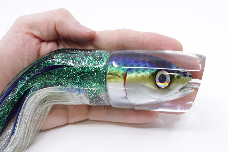 JB Signature Lures Green Mackerel Large Shorty 12" 8oz Skirted Green-Clear