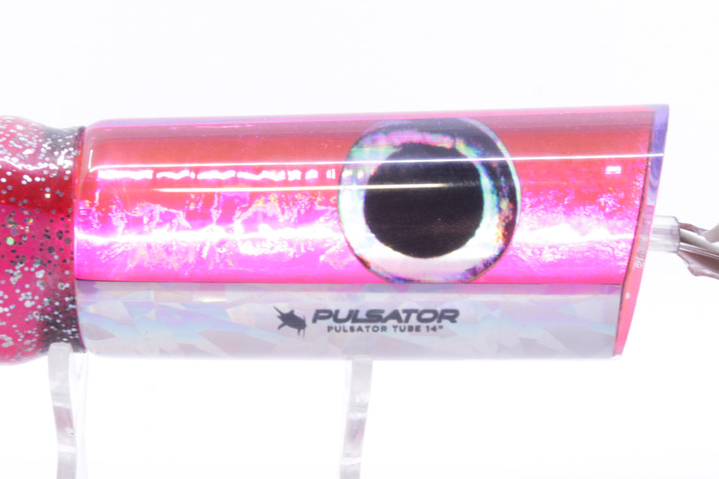 Pulsator Lures Pink Rainbow Taxi Eyes Tube 14" 9oz Skirted Clear & Black Stripes/Pink