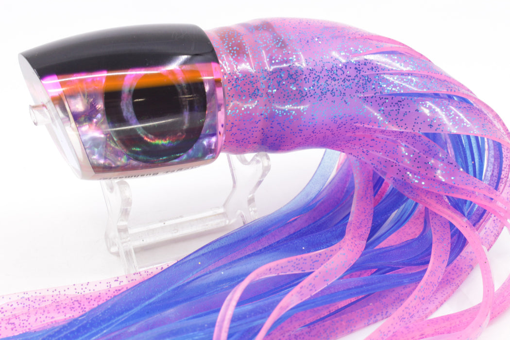 Moyes Lures Rainbow MOP Black-Pink Back Bushmaster 12" 10oz Skirted Pink/Blue