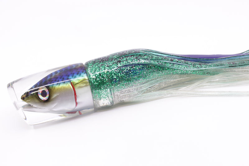 JB Signature Lures Green Mackerel Large Shorty 12" 8oz Skirted Green-Clear