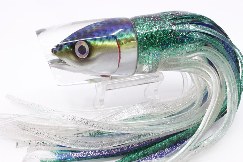 JB Signature Lures Green Mackerel Large Shorty 12" 8oz Skirted Green-Clear