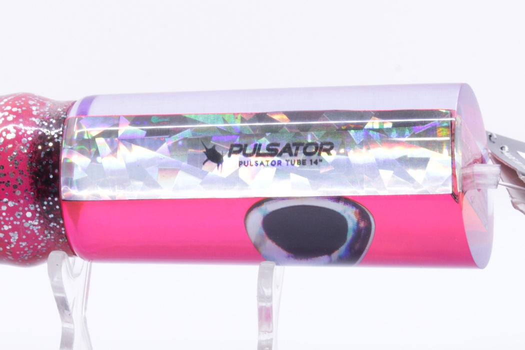 Pulsator Lures Pink Rainbow Taxi Eyes Tube 14" 9oz Skirted Clear & Black Stripes/Pink