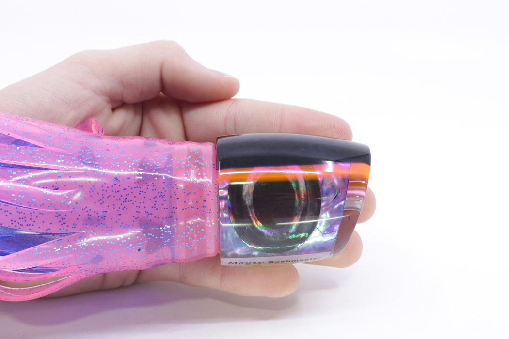 Moyes Lures Rainbow MOP Black-Pink Back Bushmaster 12" 10oz Skirted Pink/Blue