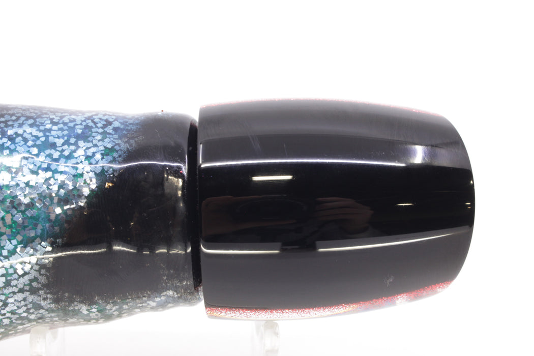 Moyes Lures Rainbow MOP Black-Red Back Bushmaster 12" 10oz Skirted Evil