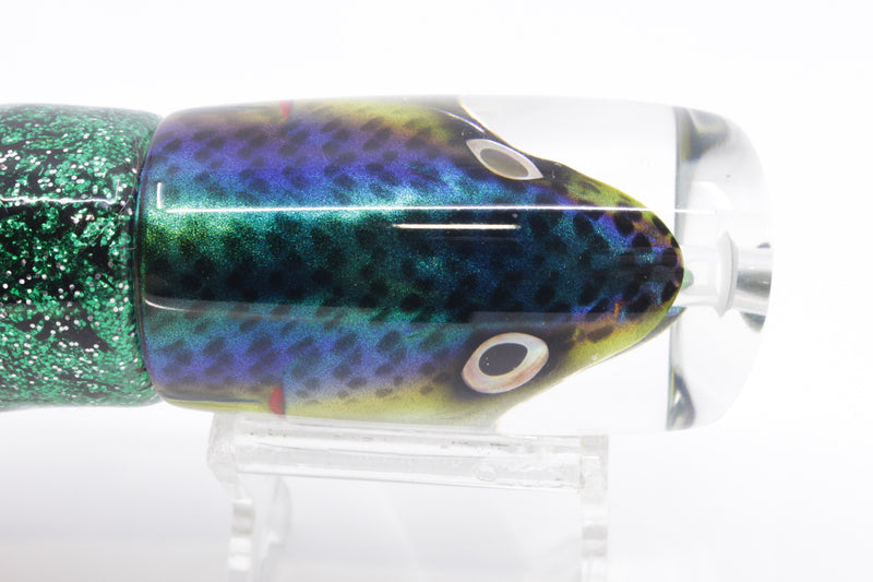 JB Signature Lures Green Mackerel Large Shorty 12" 8oz Skirted Green-Clear