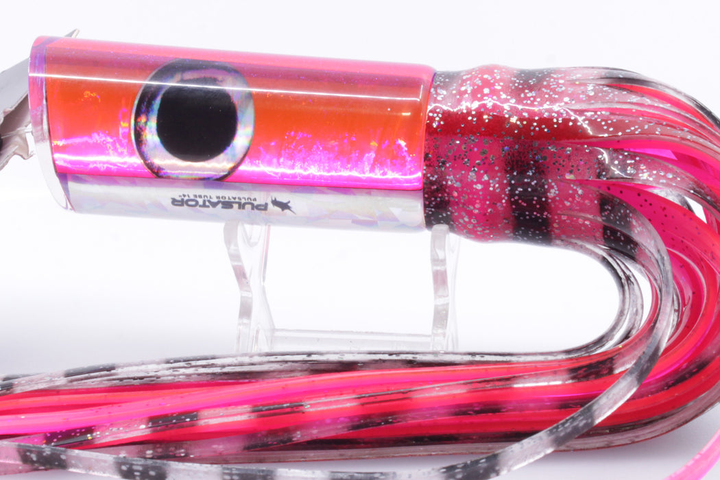 Pulsator Lures Pink Rainbow Taxi Eyes Tube 14" 9oz Skirted Clear & Black Stripes/Pink