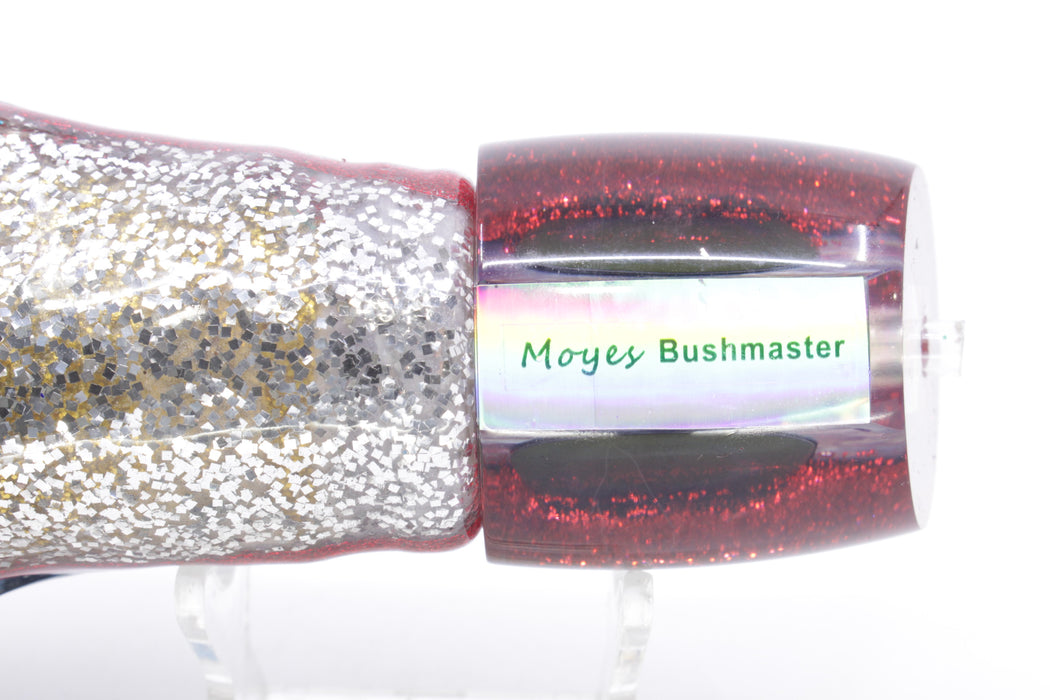 Moyes Lures Rainbow MOP Black-Red Back Bushmaster 12" 10oz Skirted Evil