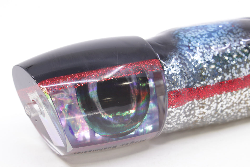 Moyes Lures Rainbow MOP Black-Red Back Bushmaster 12" 10oz Skirted Evil