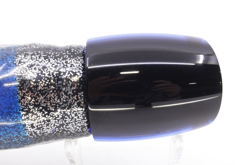Moyes Lures Blue MOP Black Back Bushmaster 12" 10oz Skirted Black with Blue Bars