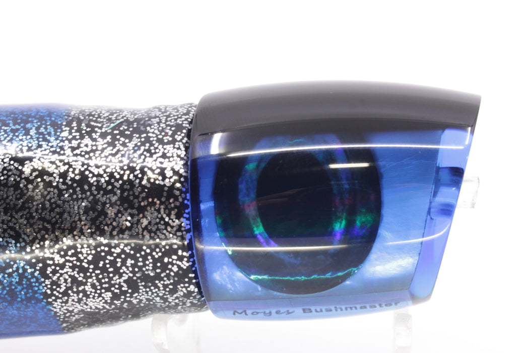 Moyes Lures Blue MOP Black Back Bushmaster 12" 10oz Skirted Black with Blue Bars