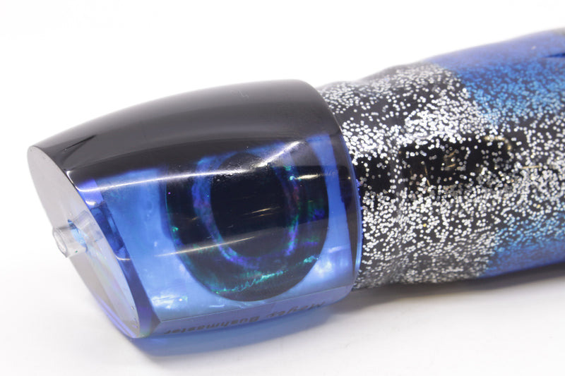 Moyes Lures Blue MOP Black Back Bushmaster 12" 10oz Skirted Black with Blue Bars