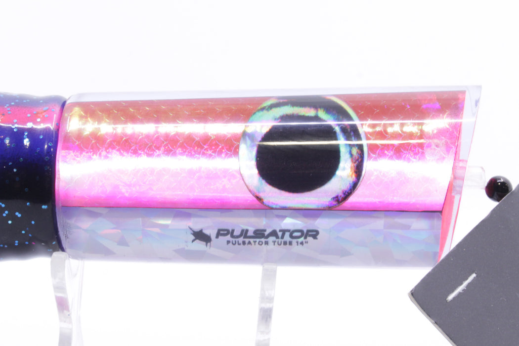 Pulsator Lures Pink Rainbow Scale Taxi Eyes Tube 14" 9oz Skirted Black-Blue-Pink