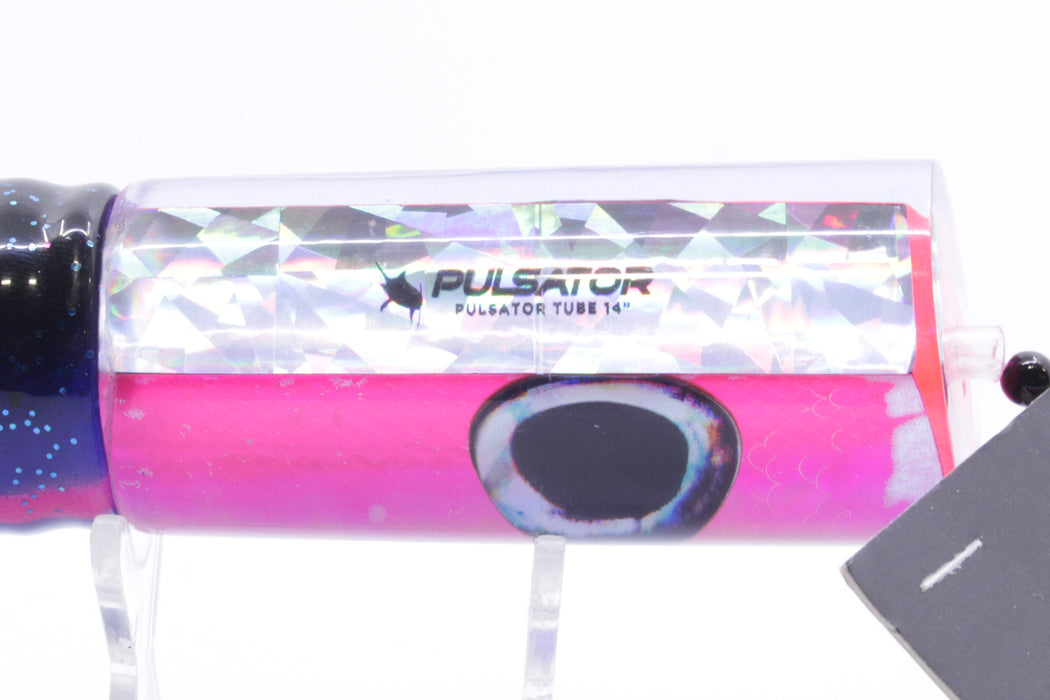 Pulsator Lures Pink Rainbow Scale Taxi Eyes Tube 14" 9oz Skirted Black-Blue-Pink