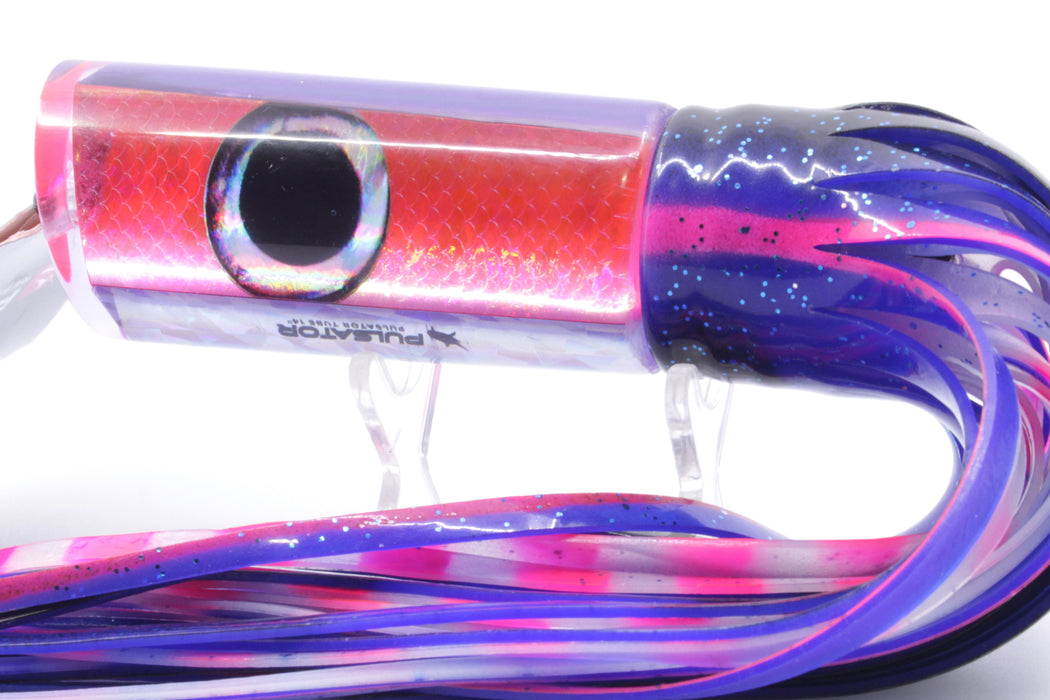 Pulsator Lures Pink Rainbow Scale Taxi Eyes Tube 14" 9oz Skirted Black-Blue-Pink