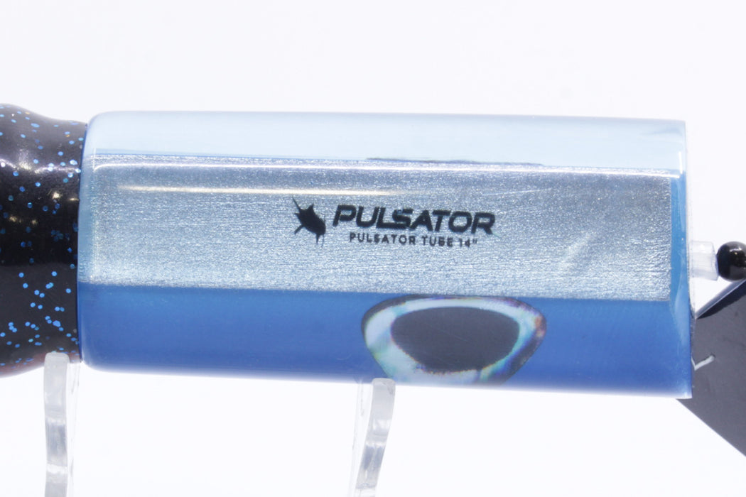 Pulsator Lures Blue-Silver Taxi Eyes Tube 14" 9oz Skirted Black/Green-Chartreuse