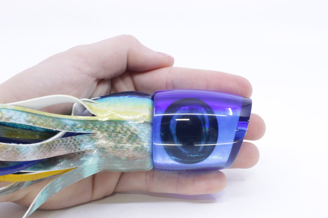 Moyes Lures Ice Blue MOP Blue Back Bushmaster 12" 7.5oz Fire Tailz Vinyl Yellowfin