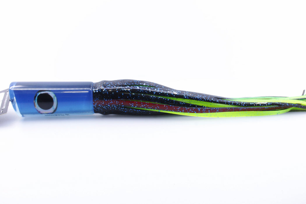 Pulsator Lures Blue-Silver Taxi Eyes Tube 14" 9oz Skirted Black/Green-Chartreuse