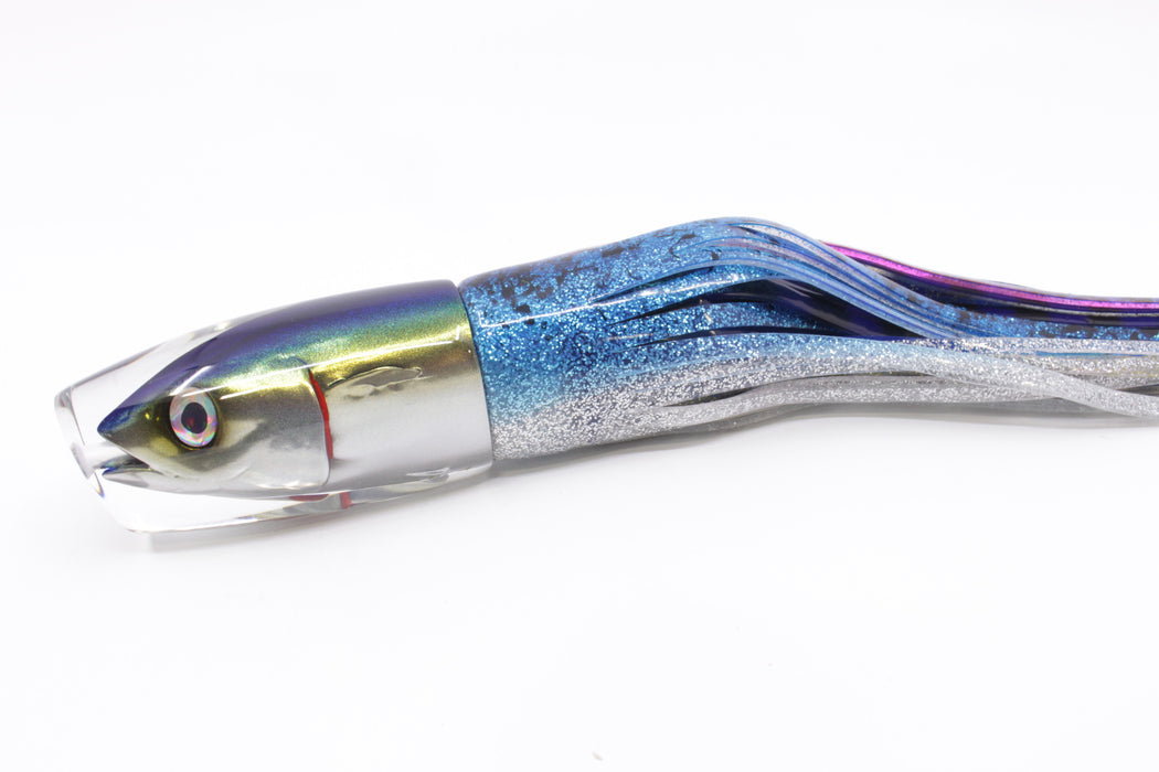 JB Signature Lures Mackerel Scad (Opelu) Large Plunger 12" 9oz Skirted Ice Blue-Silver