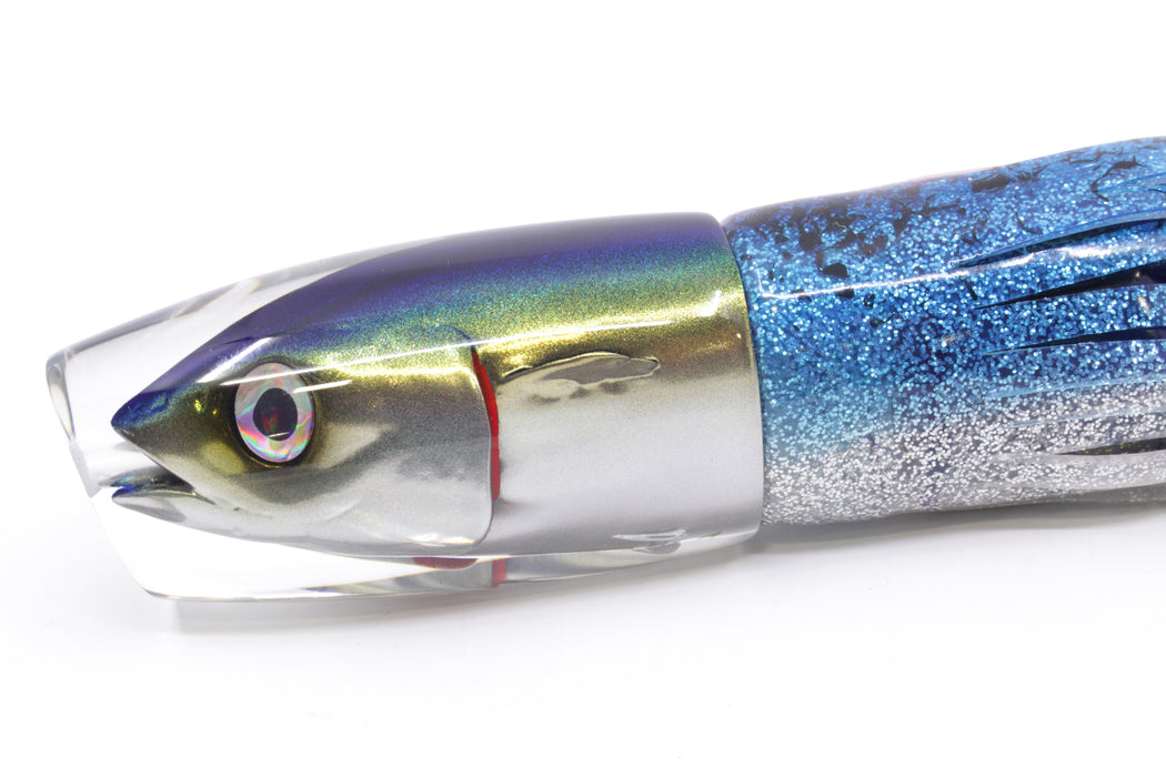 JB Signature Lures Mackerel Scad (Opelu) Large Plunger 12" 9oz Skirted Ice Blue-Silver