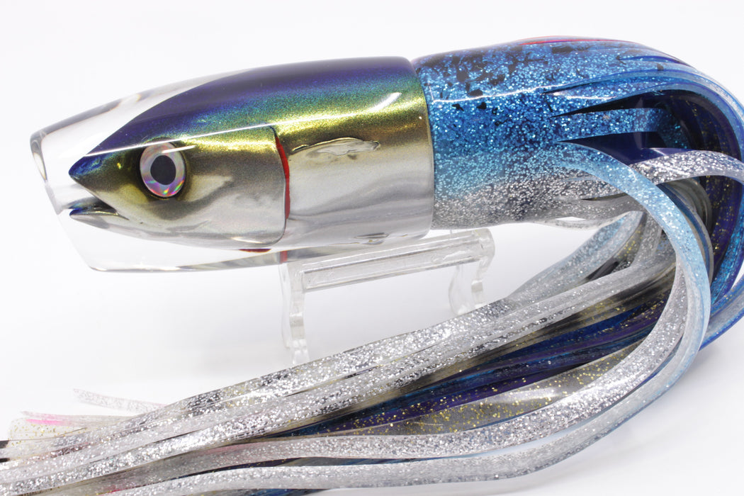 JB Signature Lures Mackerel Scad (Opelu) Large Plunger 12" 9oz Skirted Ice Blue-Silver