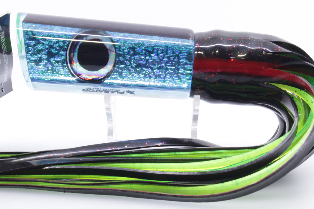 Pulsator Lures Blue-Green Dragon Skin #1 Tube 14" 9oz Skirted Black/Green-Chartreuse