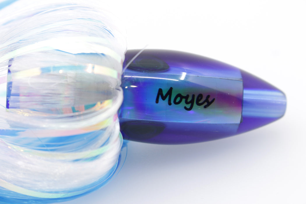 Moyes Lures Ice Blue MOP Dark Blue Back Poon 5" 1.3oz Skirted Ice Blue-White Hair